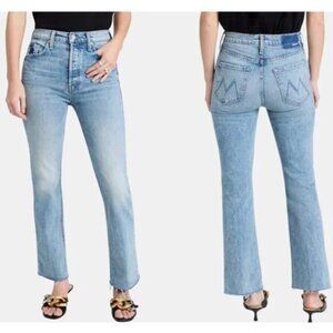 MOTHER The Tripper Flood Frayed High Waist Ankle Flare Jeans in Left In The Dust